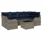 vidaXL Loungesofa Gartensofa-set Grau 55 x 55 x 37 cm Poly-Rattan, 7 Teile