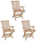 vidaXL Gartenstuhl Klappbarer Gartenstuhl 3 stk. Natur Massivholz (3 St)