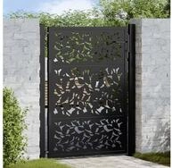 vidaXL Gartentor, Gartentor Schwarz 105x130 cm Stahl Blatt-Design