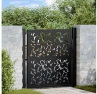 vidaXL Gartentor, Gartentor Schwarz 105x106 cm Stahl Blatt-Design
