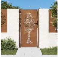 vidaXL Gartentor, Gartentor 105x205 cm Cortenstahl Baum-Design