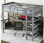 STILVORA Hochbett 90x200 mit schreibtisch,Kinderbett mit Ablagef&auml;chern,ohne matratze