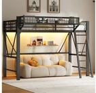 STILVORA Hochbett 90&times;200 mit Lattenrost Funktionbett Metallbett, ohne Matratze