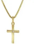 trendor Kreuzkette 51954, Kreuz-Anh&auml;nger f&uuml;r Kinder Gold 585 mit Vergoldeter