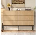 OKWISH Sideboard 115,5x75x38 cm mit 6 Schubladen aus MDF &ndash; Holzoptik...
