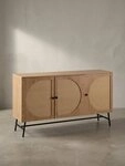 KADIMA DESIGN Kommode Sideboard 140x80x39 cm Kommode Eiche-Dekor mit Rattan...