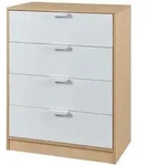 en.casa Kommode, &raquo;Varkaus&laquo; mit 4 Schubladen 90x70x40 cm Eichenoptik/Wei&szlig;