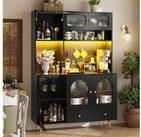 STILVORA Hochschrank Sideboard mit LED-Beleuchtung Steckdosen f&uuml;r K&uuml;che...