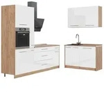 Vicco Winkelk&uuml;che Fame-Line, Wei&szlig; Hochglanz/Goldkraft Eiche, 220 x 120 cm ohne