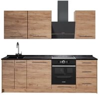 Vicco K&uuml;chenzeile Fame-Line, Goldkraft Eiche/Goldkraft Eiche, 230 cm, AP Anthrazit