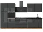 Vicco K&uuml;chenzeile Fame-Line, Anthrazit Hochglanz/Goldkraft Eiche, 340 cm, AP