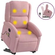vidaXL Sessel Massagesessel mit Aufstehhilfe Rosa Samt (1-St) rosa