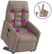 vidaXL Massagesessel, Massagesessel mit Aufstehhilfe Taupe Mikrofasergewebe