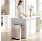 HOMCOM M&uuml;lltrennsystem M&uuml;lleimer K&uuml;che Treteimer 2x30L mit Pedal Edelstahl, 2