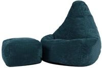 icon Sitzsack Kinder Sessel aus Cord Flauschig &bdquo;Dalton" mit Hocker (Spar-Set,...