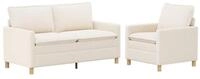 vidaXL Sofa Sofa Set 2 stk. Creme Stoff, 2 Teile