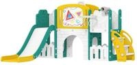 AIYAPLAY Rutsche Kletterger&uuml;st 7 in 1 Babyrutsche mit Basketballkorb, Tunnel,