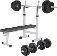 GORILLA SPORTS Hantelbank Hantelbank mit Langhantelset, (14-tlg)