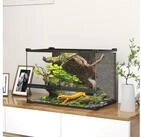PawHut Terrarium mit Frontbel&uuml;ftung, Steinr&uuml;ckwand, ausbruchsicherer