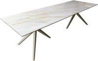 DELIFE Esstisch Edge, 300x100 cm Keramik Onyx Pearl Estelar rund Metall...