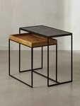 KADIMA DESIGN Satztisch Beistelltisch Set aus Mango Holz & Eisen, Industriell