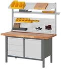 Stier Werkbank STIER H&ouml;henverstellbare Werkbank mit Aufbau Premium mit 3...