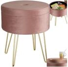 tectake Sitzhocker Hocker mit Stauraum in Samtoptik, 37,5 x 44,5 cm (Samthocker...