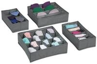 relaxdays Schubladeneinsatz 4 tlg. Unterw&auml;sche Organizer Set (4 St), Hellgrau