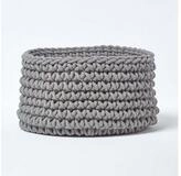Homescapes Brotkorb Gestrickter Aufbewahrungskorb, 100% Baumwolle, grau,37 x 21...