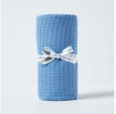 Plaid 100% Bio-Baumwolle Waffel Babydecke blau, 90 x 110 cm, Homescapes