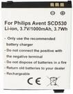 AccuCell Akku passend f&uuml;r Philips Avent SCD530, Li-Ion, 3,7V, 1000mAh, 3,7Wh...