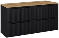 Lomadox Waschbeckenschrank NEWPORT-56-BLACK 120cm, in schwarz mit Eiche,...