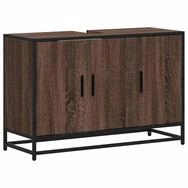 vidaXL Badezimmer-Set Waschbeckenunterschrank Braun Eichen-Optik 90x33x60 cm,...