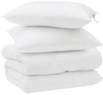 vidaXL Bett Winterbettdecke mit Kissen 3 stk. Wei&szlig; Mikrofaser (3-tlg)
