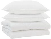 vidaXL Bett Bettdecke mit Kissen 3 stk. Wei&szlig; Mikrofaser (3-tlg)