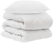 vidaXL Bett Bettdecke mit Kissen 2 Stk. Wei&szlig; Mikrofaser (2-tlg)