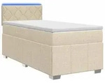 vidaXL Bett Boxspringbett mit Matratze Creme 100 x 200 cm Stoff (1-tlg)