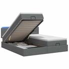 vidaXL Bett Ottoman-Bett mit Matratze und LED Dunkelgrau 180 x 200 cm Stoff...