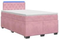 vidaXL Bett Boxspringbett mit Matratze und LED Rosa 120 x 200 cm Samt (1-tlg)