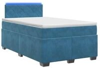 vidaXL Bett Boxspringbett mit Matratze und LED Blau 120 x 190 cm Samt (1-tlg)
