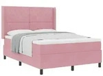 vidaXL Bett Boxspringbett mit Matratze mit Kopfteil Rosa 140 x 200 cm Samt...
