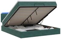 vidaXL Bett Ottoman-Bett mit Matratze und LED Dunkelgr&uuml;n 180 x 200 cm Samt...
