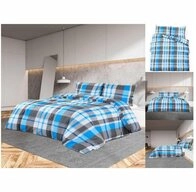 vidaXL Bettw&auml;sche Bettw&auml;sche-Set Blau und Grau 200x220 cm Baumwolle Bettbezug