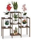 relaxdays Blumenst&auml;nder Braunes Blumenregal aus Holz (1 St), L