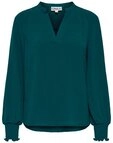 ONLY Blusenshirt ONLMETTE V-NECK LS SMOCK TOP NOOS WVN Kunstfaser, regular fit