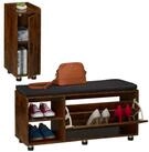 relaxdays Schuhbank mit Sitzfl&auml;che & Schrank Set (2-St), Industrial-Schwarz