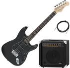 Rocktile E-Gitarre Pro ST60BK E-Gitarre All Black AK20GR Set - In edler Black...