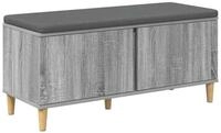 vidaXL Sitzbank 100 x 38 x 46 cm Flurbank mit Kissen mit Speicher Graues Sonoma