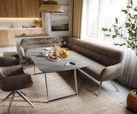 DELIFE Eckbank Taya-Flex, 285x190 cm Kreuzgestell kantig Edelstahl Mikrofaser...