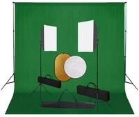 vidaXL Fotohintergrund 300 x 300 cm Fotostudio Set mit Softbox-Leuchten...